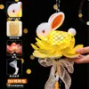 Kit de Materiales DIY para Linterna de Bambú Conejo de Jade del Festival del Medio Otoño Lámpara de Loto Lámpara de Loto de Loto Iluminada de Mano para Niños