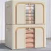 Caixa de Armazenamento de Cor Sólida com Estrutura de Aço, Organizador de Roupas Dobrável, Armário, Caixa de Armazenamento Sazonal para Mudança, Caixa de Armazenamento Transparente para Brinquedos