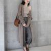 Dropshipping Outono e Inverno 2026 Novo Cardigan de Tricô Costurado Longo Solto Estilo Coreano Suéter Versátil para Mulheres