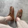 Zapatos de Entrenamiento Alemanes Cuadrados Planos de Estilo Retro para Mujer 2025 Nuevos Zapatillas Casuales Versátiles Maillard Otoño e Invierno Zapatos Blancos