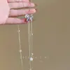 Collar Súper de Hada de Lujo Ligero con Circonia, Perla y Lazo con Diseño de Nicho, Sensación Elegante y de Alta Gama, Cadena de Suéter Ajustable y Versátil