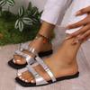 Pantuflas planas de color sólido con punta cuadrada para mujer, para verano, para uso exterior, nuevo estilo coreano, estilo de hada francés, lazo, zapatos de playa para la orilla del mar