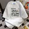 Design de Nicho Estampa de Letras Graffiti Marca Tendência Camiseta de Manga Curta 2025 Verão Novo Vintage Versátil Top