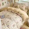 Juego de cama de tres piezas para dormitorio de estudiante universitario, estilo sábana bajera, 100% algodón puro, funda nórdica, sábana, ropa de cama, juego de seis piezas para colchón