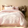 Conjunto de 4 Peças com Capa de Colcha Texturizada Estilo Japonês e Lençol com Fronhas Jacquard Embossado 3D Conjunto de Roupa de Cama para Comércio Exterior Venda por Atacado