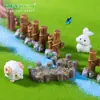 Tablero de madera creativo de paisaje en miniatura, valla de piedra y puente corto - Accesorios decorativos DIY para paisajismo de jardinería, pequeños adornos para terrarios