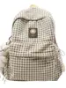 Mochila Cuadros Retro Versátil para Mujer, Ligera, Gran Capacidad, Bolso Escolar para Estudiantes y Viajes Cortos, Mochila Retro para Viajes Cortos