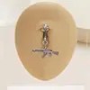 Popular de Europa y América, piercing de ombligo de pistola incrustado con diamantes, aro de ombligo sin perforación, joyería de piercing personalizada, venta al por mayor transfronteriza Amazon