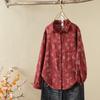 Camisa floral de hilo de algodón de doble capa para mujer, de manga larga, estilo vintage artístico, de algodón suave y agradable para la piel, para bebé.