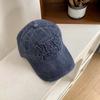 Gorra de Béisbol Lavada de Mezclilla Retro Estilo Americano para Mujer con Agujeros Rasgados Letra Mostrando la Cara Sombrero Pequeño de Moda