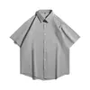 Camisas Verdes de Aguacate de Manga Corta para Hombres y Mujeres, Camisas de Verano Sencillas, Estilo Hong Kong Moderno de Color Sólido Versátil Estilo Coreano Verano Talla Grande
