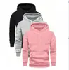Conjunto de sudadera con capucha y pantalón de chándal de 3 piezas para hombre, adecuado para las temporadas de primavera y otoño, incluyendo sudaderas tipo pullover de color liso.