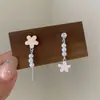 Pendientes Serie Flor de Cerezo Rosa para Mujer, Agujas de Plata, Elásticos, Dulces, Florales, de Nicho, de Gama Alta, Versátiles