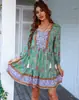 Nuevo Vestido Falda Casual Bohemio Estilo Vacaciones Amazon 2024 Primavera/Verano Posicionamiento Flor Mujeres 911