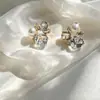 Pendientes Versátiles de Venta Caliente Transfronteriza, Accesorios para Orejas de Diseño Nicho, Pendientes Vintage de Perla y Circonita para el Día a Día, Pendientes al por Mayor