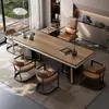 Mesa de Té y Juego de Sillas con Acabado de Madera de Nogal y Encimera de Roca para el Hogar, Mesa de Té Estilo Chino Nuevo, Mesa de Café para Oficina, Sensación de Lujo Ligero de Gama Alta, Encimera Grande