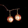 Aretes Étnicos de Plata con Perlas de Agua Dulce y Esmalte Plata S925 Azul Quemado Aretes para Mujer
