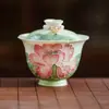 Tazón de té de cerámica del fabricante con tapa, Hecho de mármol blanco de mineral de roca, Pieza única, Específicamente para preparar té, Juego de té Kung Fu