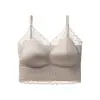 Camisola Sexy de Renda Estilo Francês com Bojo Fixo Cetim Respirável Toque de Pele Nua Belo Peito Camisola Pequena para Mulheres
