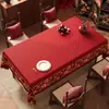 Toalha de Mesa de Ano Novo Impermeável e à Prova de Óleo Sem Lavagem 2026 Novo Estilo Jogo Americano Vermelho Atmosfera Festiva Toalha de Mesa de Centro Jogo Americano