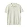 Roupas Masculinas Apo Polo Transfronteiriço Gola Camisa Tricô Gaivota para Homens, Estilo Verão Old Money, Cor Sólida Texturizada Xadrez Manga Curta Top.