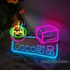 Letrero Publicitario de Luz de Neón LED Puesto del Mercado Nocturno Letrero de Luz Barbacoa Olla Caliente Luz Decorativa Pared de Fondo Caracteres Luminosos Otros