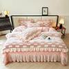 Novo Conjunto de 4 Peças Saia de Cama de Veludo de Leite e Veludo de Coelho 2024 Cobertor de Cama de Algodão com Renda Espessa Conjunto de 4 Peças
