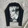 Y2K retro americano calle alta punk moderno gótico estilo oscuro Harajuku estilo milenio estampado moda casual camiseta