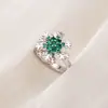 Nuevo Anillo Abierto de Girasol y Abeja Giratorio con Micro-Pavimentación de Circonita de Cobre para Aliviar el Estrés de Amazon para Regalo de Vacaciones para Mujer