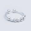 Anillo abierto con cuentas de la suerte creativas al por mayor, joyería personalizada de moda de estilo coreano, anillo de plata blanca simple para mujer
