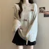 Outono Inverno 2026 Estilo Coreano Tricô com Laço 3D Suéter Pulôver Feminino Novo Versátil Manga Lanterna Top Feminino