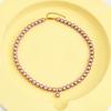 Collar de Perlas con un Toque de Lujo Ligero, Gargantilla de Perlas Naturales de Agua Dulce Moradas de Alta Gama, Ganchos para Orejas y Pulsera, Juego de Tres Piezas de Accesorios