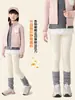 Leggings de Triple Protección para Niñas para Primavera, Otoño e Invierno, Pantalones Gruesos de Cintura Alta para Niños, Pantalones Largos Cálidos con Forro de Felpa, Clase A