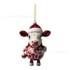 Decoraciones para Árbol de Navidad Divertidas de Ganado Transfronterizo 2024 Colgante de Decoración Festiva Adornos Planos Acrílicos para Colgar