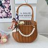 Cesta de almacenamiento tejida similar al ratán, cesta de regalo de frutas, cesta de regalo portátil, regalo de mano de dama de honor, caja vacía, caja de regalo, cesta de flores
