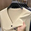 Cárdigan de punto, abrigo grueso de manga larga, suéter para otoño e invierno, estilo old money, cuello en V, suéter cálido, corte holgado para hombre
