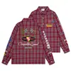 SAVAGEBASE Diseño bordado de letras de hip-hop americano otoño 2026 nueva camisa casual de manga larga a cuadros
