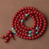Pulsera Natural de Cinabrio Crudo con Bajo Contenido de Arena Dorada Púrpura, Cuentas de Calabaza, Magnesita, Turquesa, Pulsera de Nicho de Gama Alta