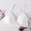 Bralette sin aro de acero ultra-delgado pecho grande pequeño encaje copa triangular sujetador ropa interior sexy chicas francesas mujer