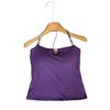 Tirantes de Espagueti con Perlas Moradas, Tirantes de Cuello Halter, Ropa Exterior Sexy sin Espalda, Hermoso Diseño de Espalda, Tops Acolchados para Mujer