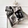 Bufanda de cachemira sintética para otoño e invierno para mujer, con patrón H, moderna y elegante, diseño jacquard engrosado, bufanda cálida, chal para habitación con aire acondicionado, calentador de cuello