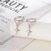 Pendientes de Corazón con Circonita Microincrustada Dulces y Versátiles de Nicho para Niña, Colgante de Cruz, Clip para Oreja, Enlace de Personalización