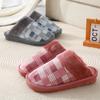 Pantuflas de Algodón a Cuadros de Otoño e Invierno para Mujer, Pantuflas Cálidas de Suela Gruesa para Interior, para Pareja, para Casa, con Forro de Piel, Engrosadas y Cálidas