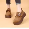 Sapatos Plataforma Retro Tendência Estilo Birkenstock, Botas de Neve Aumentadoras de Altura para Mulheres, Novos Sapatos de Couro da Moda Bico Redondo Primavera/Verão 2026
