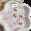 Pajarita Oso Blanco Pin de Una Palabra Chica Dulce Rosa Flequillo Coreano Pin Lateral Divertido Dibujo Animado Niña Estudiante Accesorios para el Cabello