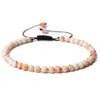 Joias Europeias e Americanas Mais Vendidas Pulseira de Contas Finas de 4mm Trançada Ajustável Pedra Semi-Preciosa Natural Pulseira de Contas de Yoga