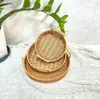 Cesta de almacenamiento tipo ratán, cesta portátil para pan, cesta para frutas, bocadillos, dulces, pan, pan al vapor, plato redondo de almacenamiento