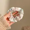 Goma para el pelo estilo perezoso coreano con lazo, Accesorio para el pelo de cola de caballo baja estilo bosque, Scrunchie de tela para mujer, Banda elástica para el pelo