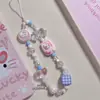 Funda de Teléfono Adorable con Cuentas Cadena para Colgar Cordón Rosa Accesorio de Ins Cámara Ccd Chica Nueva Tendencia