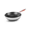 Wok de Acero Inoxidable de Doble Cara con Panal, Olla de Cocina sin Recubrimiento, Mango Rojo Antiescaldaduras, Universal para Estufa de Inducción, Utensilios de Cocina Antiadherentes